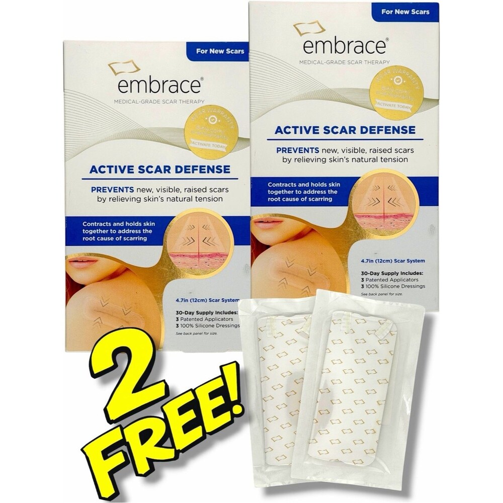 Embrace Active Scar Defense Silicone 2 Boxes + 2 Bonus Sheets – 4.7 in
